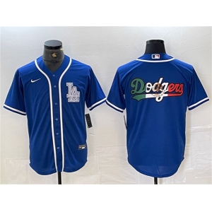 Men's Los Angeles Dodgers Team Big Logo Blue Cool Base Stitched Baseball Jerseys