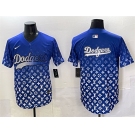Men's Los Angeles Dodgers Team Big Logo Blue Limited Stitched Baseball Jersey