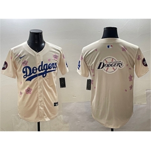 Men's Los Angeles Dodgers Team Big Logo Cream 2025 Tokyo Series Limited Stitched Baseball Jersey