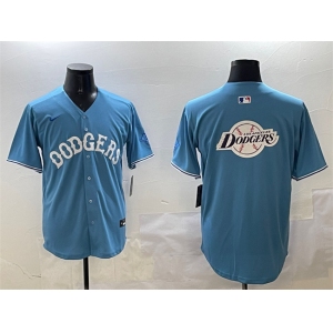 Men's Los Angeles Dodgers Team Big Logo Light Blue Limited Stitched Baseball Jersey