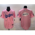 Men's Los Angeles Dodgers Team Big Logo Pink 2025 Tokyo Series Limited Stitched Baseball Jersey