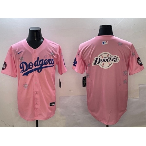 Men's Los Angeles Dodgers Team Big Logo Pink 2025 Tokyo Series Limited Stitched Baseball Jersey