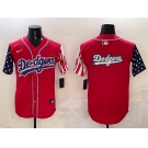 Men's Los Angeles Dodgers Team Big Logo Red Limited Stitched Baseball Jersey