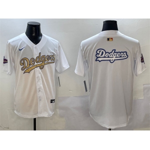 Men's Los Angeles Dodgers Team Big Logo White 2025 Gold Collection Limited Stitched Baseball Jersey