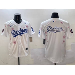 Men's Los Angeles Dodgers Team Big Logo White 2025 Tokyo Series Limited Stitched Baseball Jersey