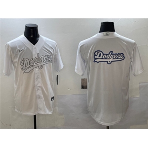 Men's Los Angeles Dodgers Team Big Logo White Cool Base Stitched Baseball Jersey
