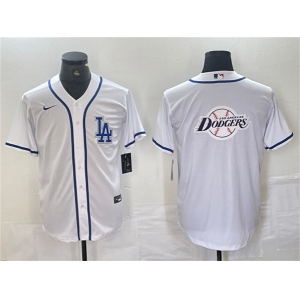 Men's Los Angeles Dodgers Team Big Logo White Cool Base Stitched Baseball Jerseys