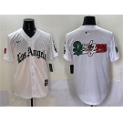 Men's Los Angeles Dodgers Team Big Logo White Mexico 2025 LA Gothic Style With Fernando Patch Vapor Premier Limited Stitched Baseball Jersey