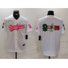 Men's Los Angeles Dodgers Team Big Logo White Pink Vin & Kobe Patch Stitched Baseball Jerseys