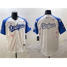 Men's Los Angeles Dodgers Team Big Logo White Royal 2025 Tokyo Series Limited Stitched Baseball Jersey