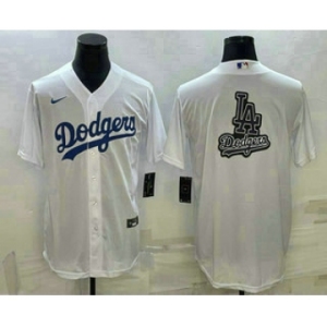 Men's Los Angeles Dodgers White Team Big Logo Cool Base Stitched Baseball Jerseys