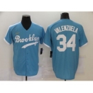 Men's Nike Brooklyn Dodgers #34 Fernando Valenzuela Light Blue Alternate 2020 Cooperstown Collection Baseball Jersey