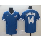 Men's Nike  Los Angeles Dodgers #14 Hernandez Blue M&N MLB Jersey