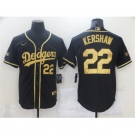 Men's Nike Los Angeles Dodgers #22 Clayton Kershaw Black Gold Authentic Jersey