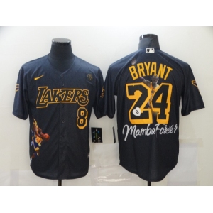 Men's Nike Los Angeles Dodgers #24 Kobe Bryant Black-Gold Portrait Baseball Jersey