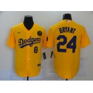 Men's Nike Los Angeles Dodgers #24 Kobe Bryant yellow Jersey