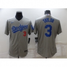 Men's Nike Los Angeles Dodgers #3 Chris Taylor Gray Elite Jersey