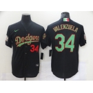 Men's Nike Los Angeles Dodgers #34 Fernando Valenzuela Black-Green 2020 World Series Jersey