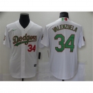 Men's Nike Los Angeles Dodgers #34 Fernando Valenzuela White-Green 2020 World Series Jersey