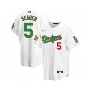 Men's Nike Los Angeles Dodgers #5 Corey Seager Mexico White Stitched Baseball Jersey