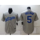 Men's Nike Los Angeles Dodgers #5 Freddie Freeman Gray Jersey