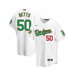 Men's Nike Los Angeles Dodgers #50 Mookie Betts Mexico White Stitched Baseball Jersey