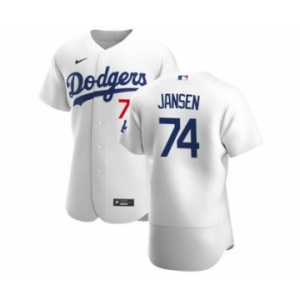 Men's Nike Los Angeles Dodgers #74 Kenley Jansen White Home 2020 Authentic Player Baseball Jersey