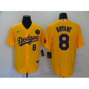 Men's Nike Los Angeles Dodgers #8 Kobe Bryant yellow Baseball Jersey