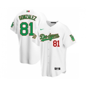 Men's Nike Los Angeles Dodgers #81 Victor Gonzalez Mexico White Stitched Baseball Jersey