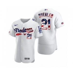 Men's Walker Buehler #21 Los Angeles Dodgers White 2020 Stars & Stripes 4th of July Jersey