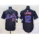 Men's New York Mets #12 Francisco Lindor Black Alternate Limited Stitched Baseball Jersey