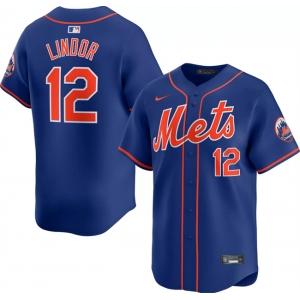 Men's New York Mets #12 Francisco Lindor Royal 2024 Alternate Limited Stitched Baseball Jersey