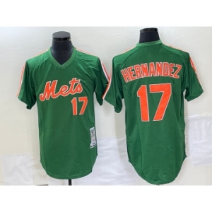 Men's New York Mets #17 Keith Hernandez Green Mesh Throwback Jersey