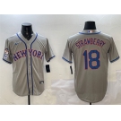 Men's New York Mets #18 Darryl Strawberry Grey 2025 Spring Training Cool Base Stitched Baseball Jersey