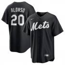 Men's New York Mets #20 Pete Alonso Black Lights Out Limited Stitched Baseball Jersey