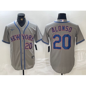 Men's New York Mets #20 Pete Alonso Grey Stitched Baseball Jersey
