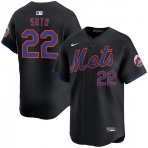 Men's New York Mets #22 Juan Soto Black 2024 Alternate Limited Stitched Baseball Jersey