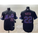 Men's New York Mets #22 Juan Soto Black 2025 Spring Training Cool Base Stitched Baseball Jersey