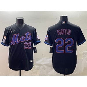 Men's New York Mets #22 Juan Soto Black 2025 Spring Training Cool Base Stitched Baseball Jersey