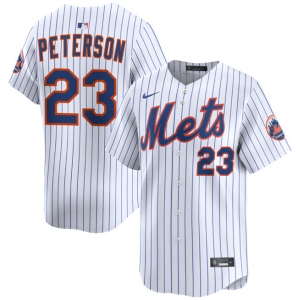 Men's New York Mets #23 David Peterson White 2025 Home Limited Stitched Baseball Jersey