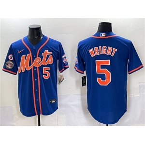 Men's New York Mets #5 David Wright Blue With Patch Cool Base Stitched Baseball Jersey