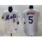 Men's New York Mets #5 David Wright White With Patch Stitched Baseball Jersey