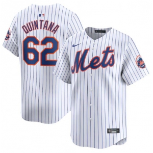 Men's New York Mets #62 Jose Quintana White 2024 Home Limited Stitched Baseball Jersey