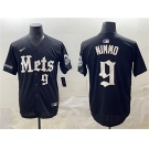 Men's New York Mets #9 Brandon Nimmo Black 'Gotham Gothic Edition' Vapor Premier Limited Stitched Baseball Jersey