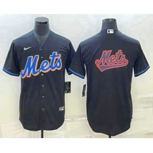 Men's New York Mets Big Logo Black Stitched MLB Cool Base Nike Jersey