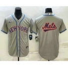 Men's New York Mets Big Logo Grey Cool Base Stitched Baseball Jersey