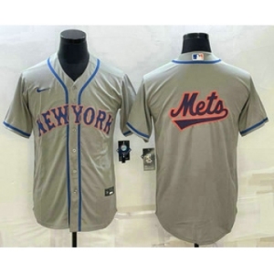 Men's New York Mets Big Logo Grey Cool Base Stitched Baseball Jersey