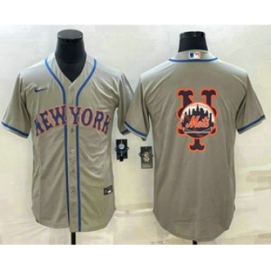 Men's New York Mets Big Logo Grey Cool Base Stitched Baseball Jerseys