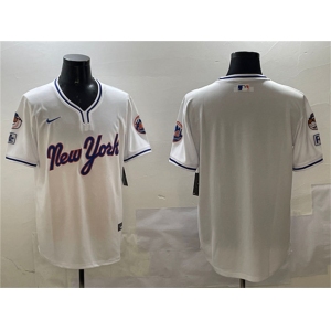 Men's New York Mets Blank White 2025 Spring Training Stitched Baseball Jersey