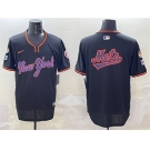 Men's New York Mets Team Big Logo Black 2025 Spring Training Stitched Baseball Jersey